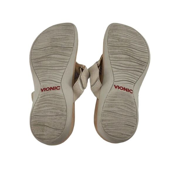 Vionic Sandals Womens Size 6 Wanta T Strap Cream Comfort Slip On Open Toe Shoe - Picture 8 of 9
